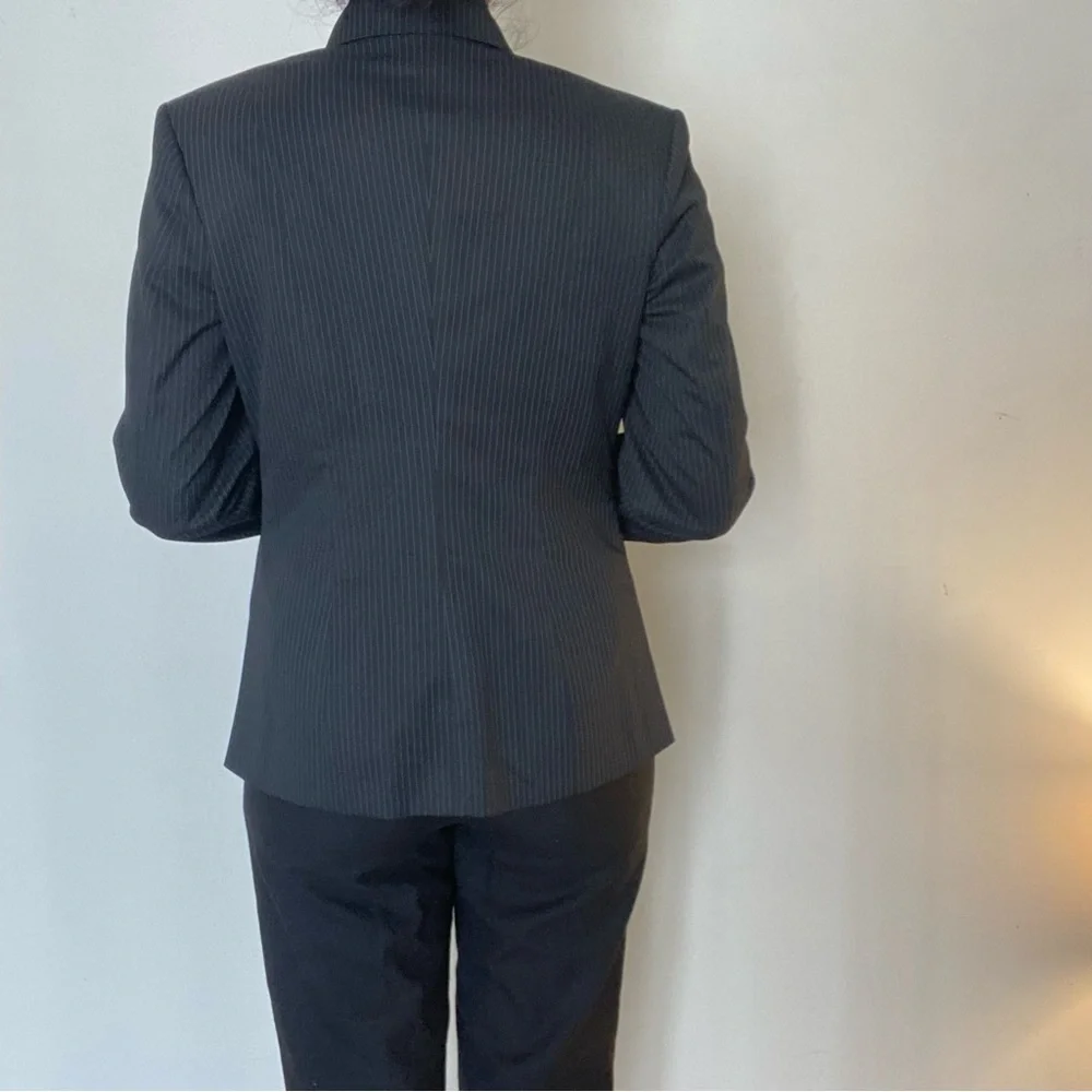 Park avenue womens suit pinstripe tailored blazer in black silk lining inside - Picture 4 of 6